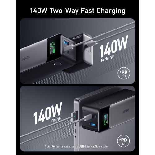 Anker 737 Portable Power Bank 140W 24000mAh Battery Pack Charging Smart Display