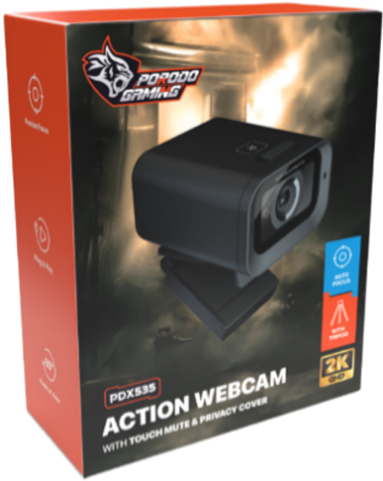 Porodo Gaming Action Webcam Black