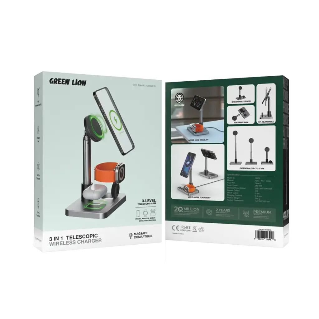 Green Lion 3 in 1 Telescopic Wireless Charger