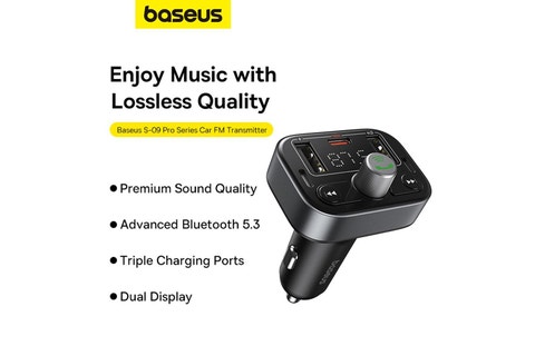 Baseus S-09 Pro Series Car FM Transmitter-Cluster Black