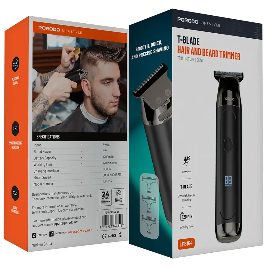 Porodo Lifestyle T-Blade Hair & Beard Trimmer