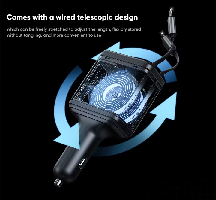 VIDVIE 4 in 1 Fast Charging 60W LED Display Car Charger