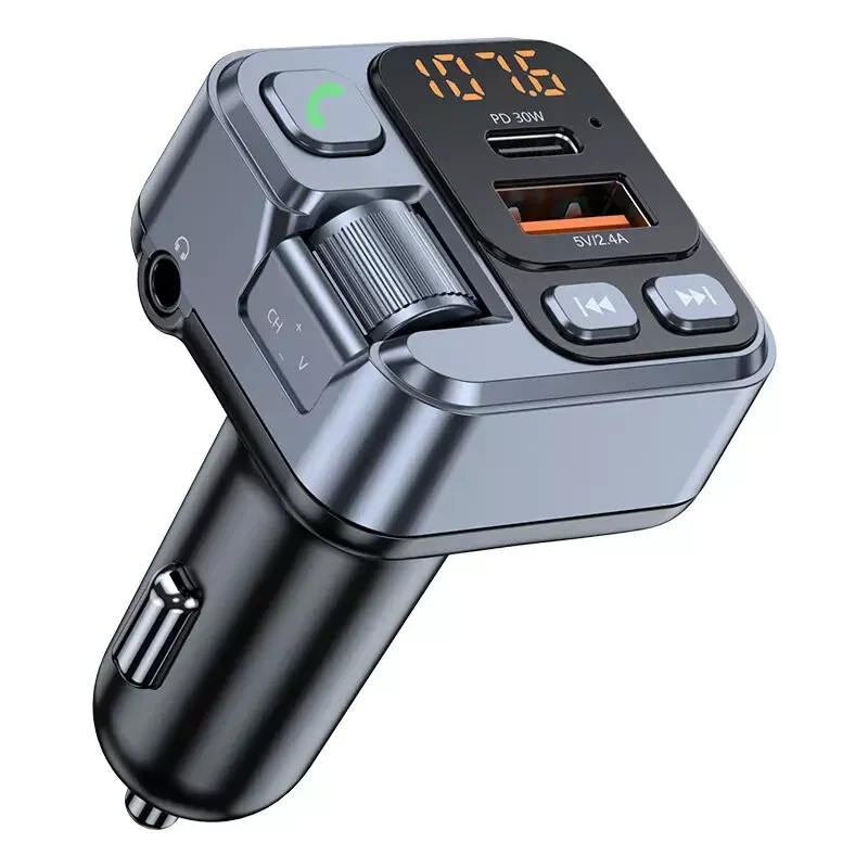 POOLEE BT55 Bluetooth Car Charger 30W PD Fast Charging & Hands-Free Calling with FM Transmitter