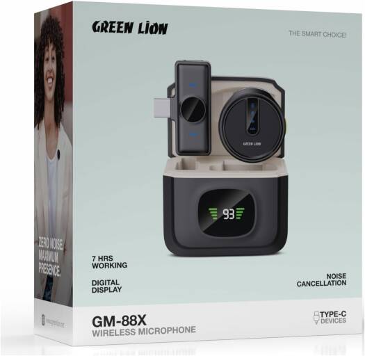 Green Lion GM-88X Wireless Microphone, USB Type-C Connector, Noise Cancellation