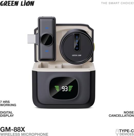 Green Lion GM-88X Wireless Microphone, USB Type-C Connector, Noise Cancellation