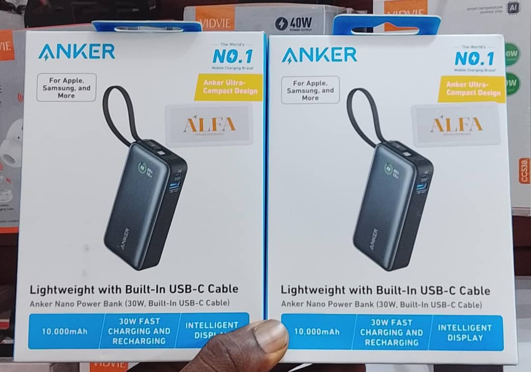 Anker Nano Power Bank 10000mAh PD 30W Max Output Fast Charging Portable Fast Charger Built-in USB-C Cable for iPhone Samsung