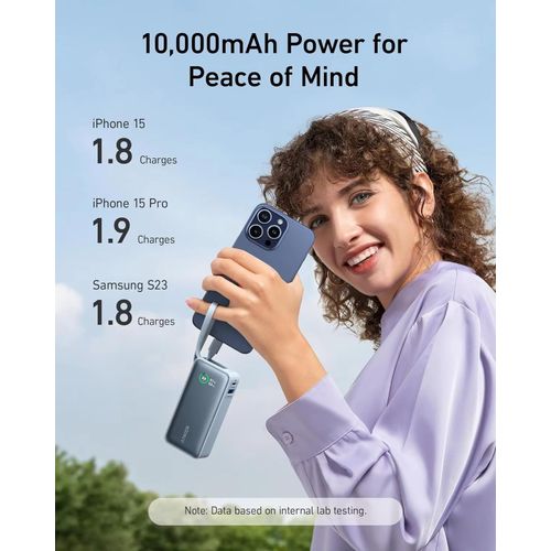 Anker Nano Power Bank 10000mAh PD 30W Max Output Fast Charging Portable Fast Charger Built-in USB-C Cable for iPhone Samsung