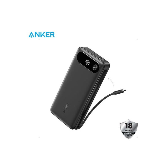 Anker Power Bank, 20,000mAh Portable Charger with Built-In USB-C Cable, 87W Max Fast Charging Battery Pack, For MacBook, iPhone 17/16 Series, Samsung, Switch, and More