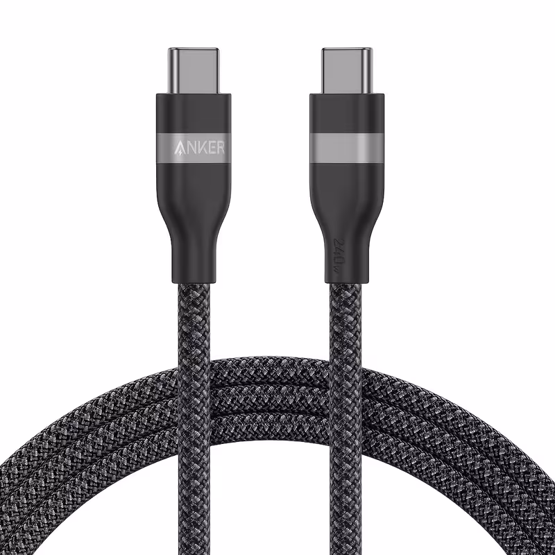 Anker 240W Fast Charging Data Cable Dual Type-C Nylon Woven PD Fast Charging Soft Cable E-Marker Chip Smart C-C Woven High-Quality Cable