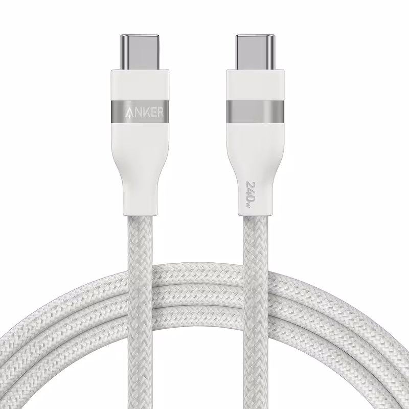 Anker 240W Fast Charging Data Cable Dual Type-C Nylon Woven PD Fast Charging Soft Cable E-Marker Chip Smart C-C Woven High-Quality Cable